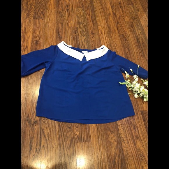 Monteau Tops - PLUS SIZE BLUE TOP W/ADORABLE COLLAR 🌸
